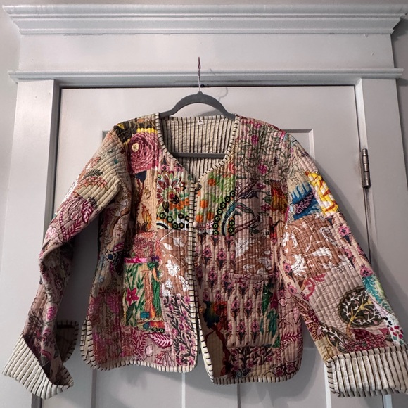 Colorful Patchwork Kantha Reversible Jacket - Picture 1 of 9